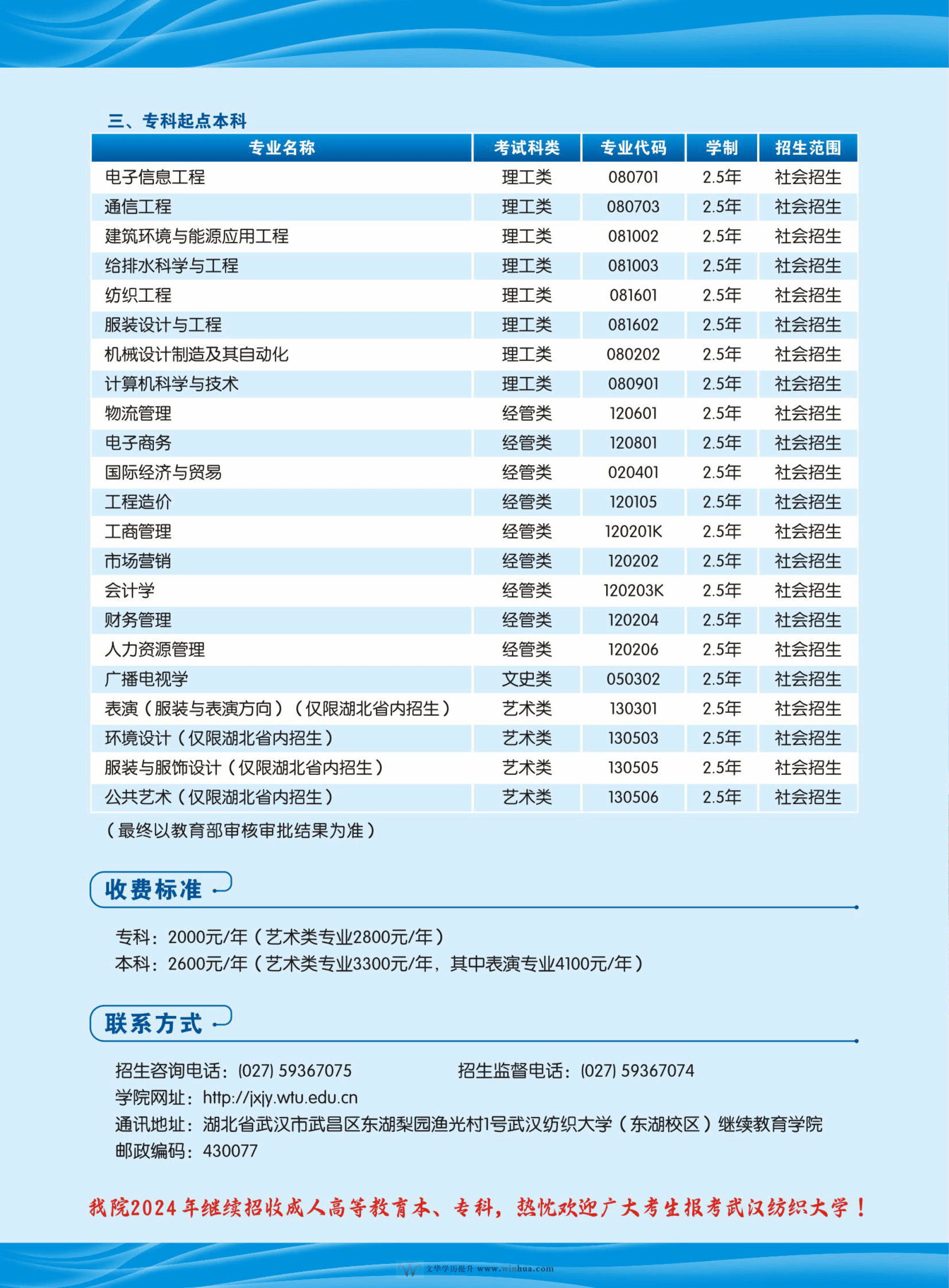 武汉纺织大学2024年高等学历继续教育招生简章(图4)