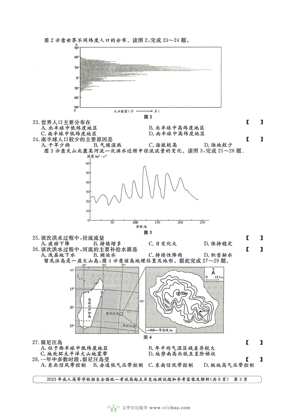 2023年成人高考高升本文综历史地理试卷及参考答案(图3)