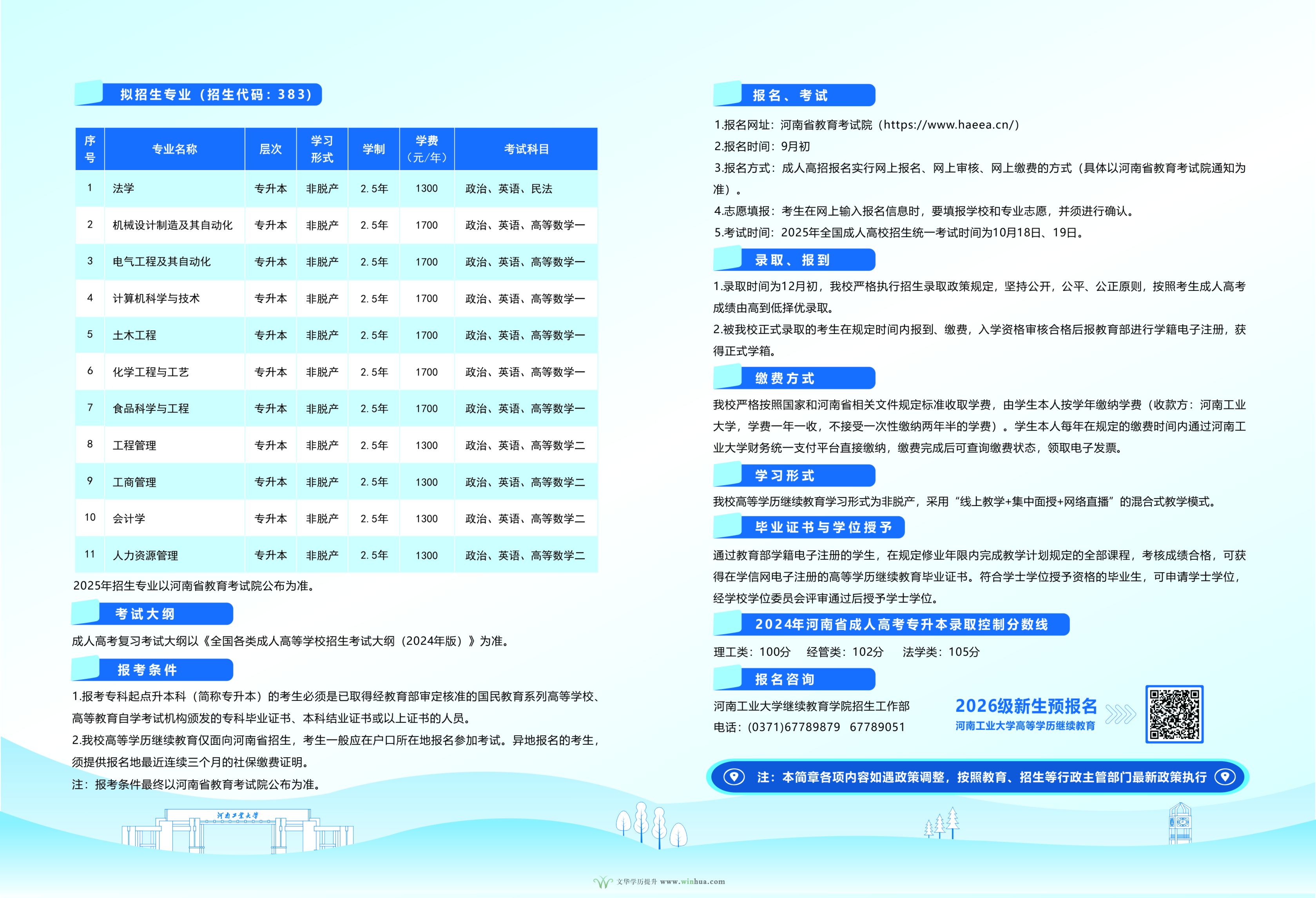 河南工业大学2025年高等学历继续教育招生简章(图2)